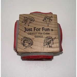 Just For Fun 2003 Hat Cube CB9027 Victorian Woman Wood Mount Rubber Stamp 4-Side